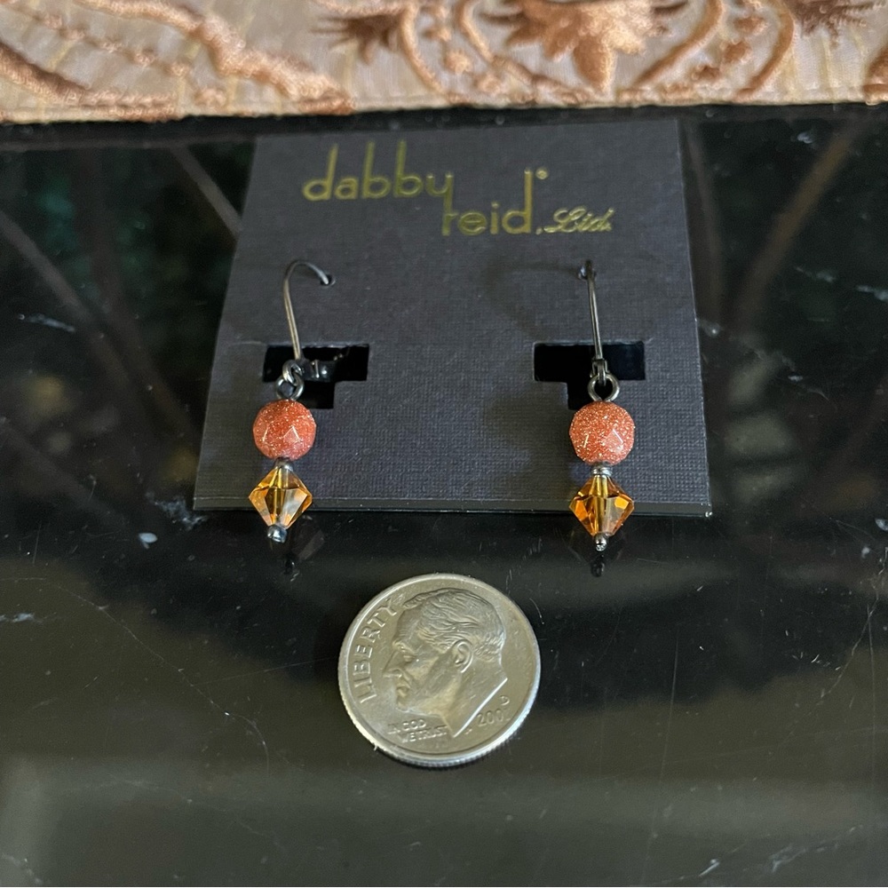 DABBY REID PIERCED DROP AMBER EARRINGS - Picture 2 of 5